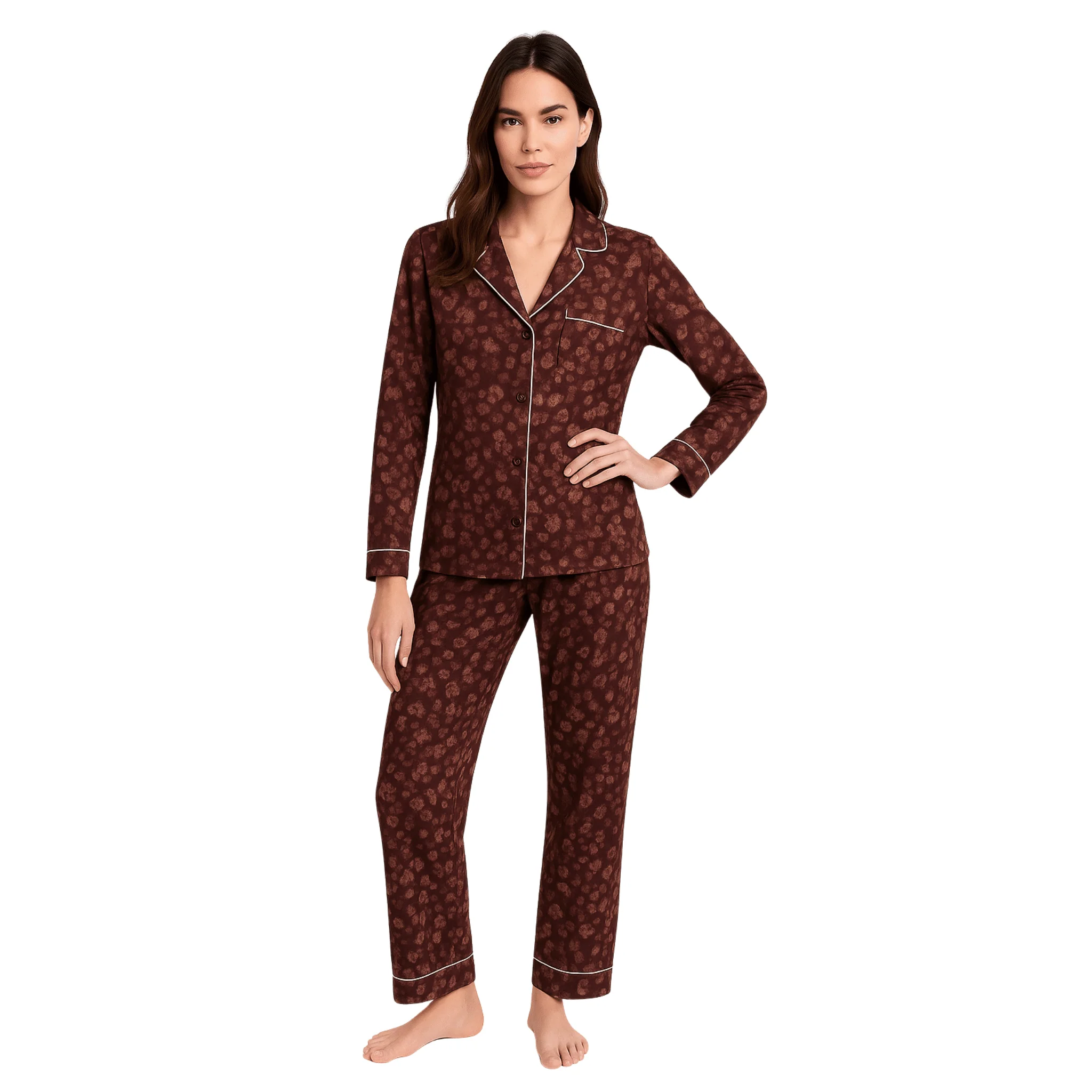 Soft Knit Pajama Set with Piping Detail - Image 7