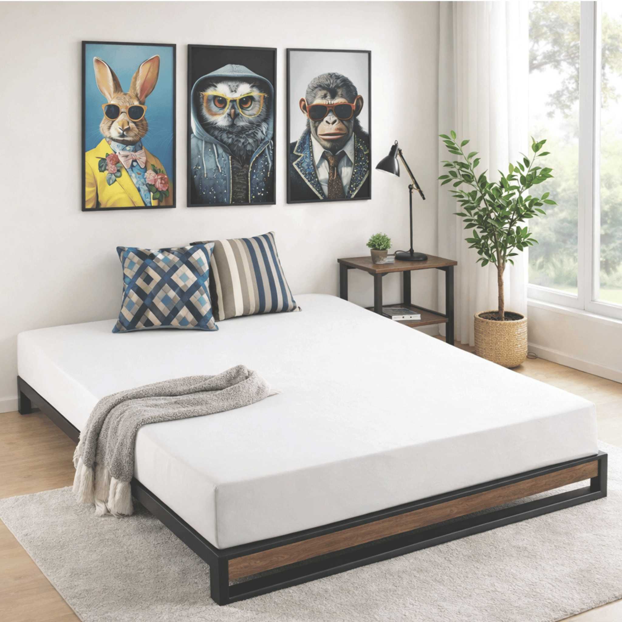 Suzanne Metal and Wood Platform Bed Frame