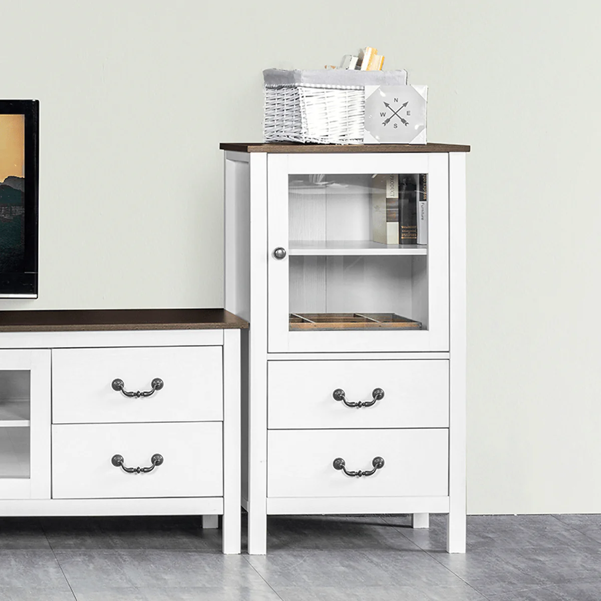 SZALAI | Accent Side Table with 2 drawers - white
