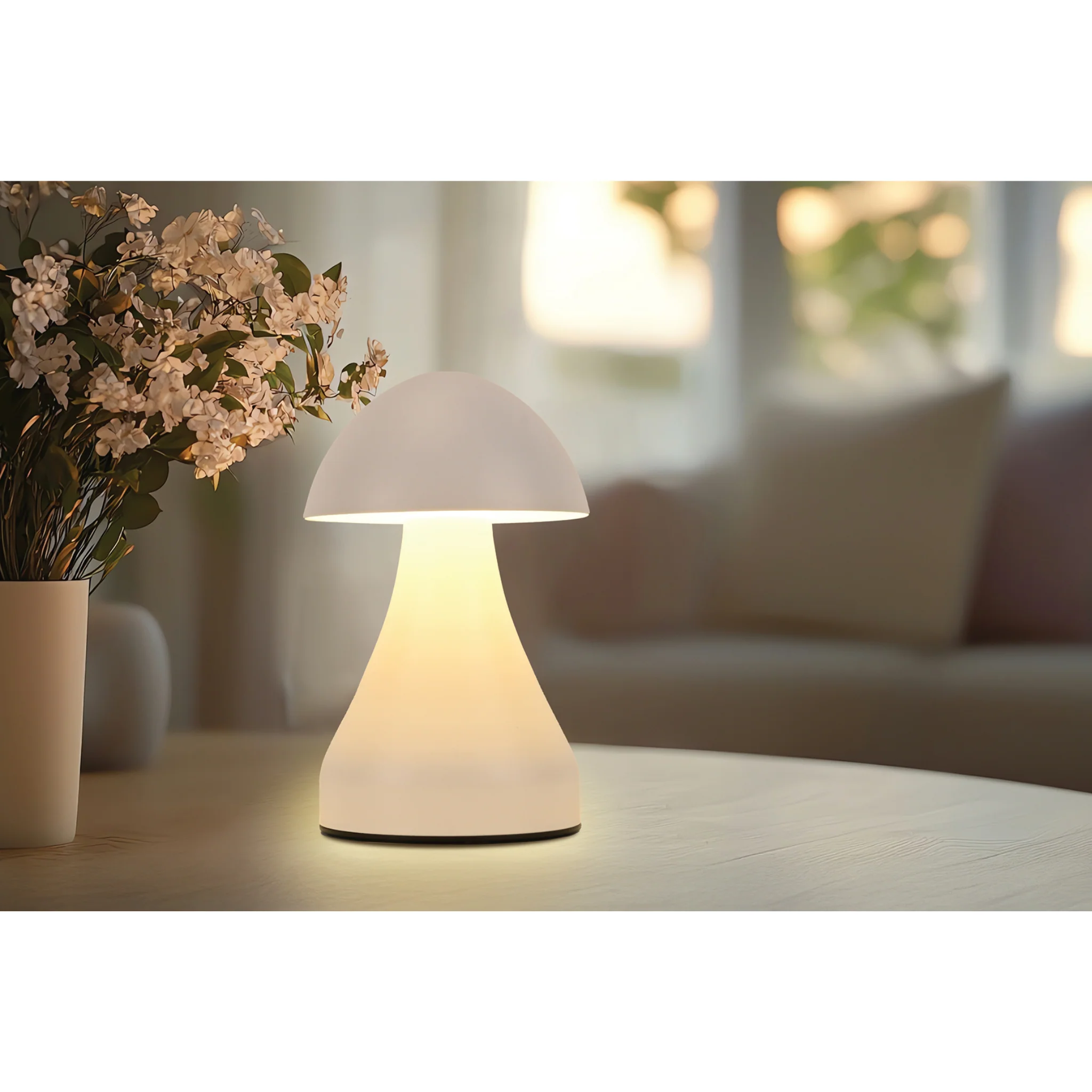 White Table Lamp with USB Charger 10-15cm