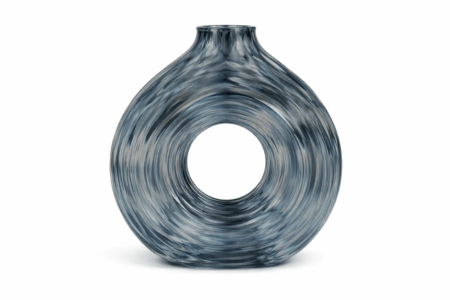 Textured Glass Decorative Vase with Central Opening