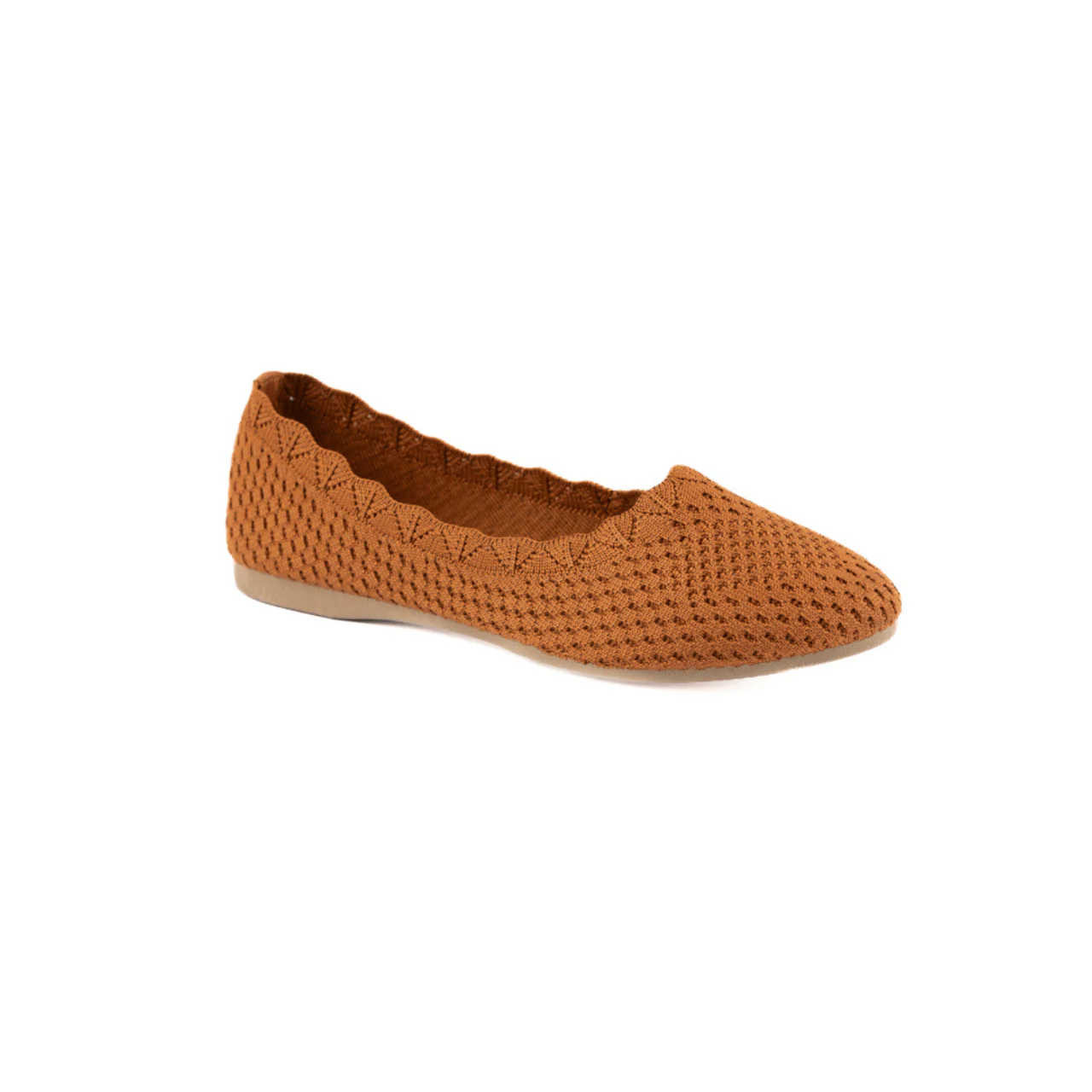 Textured Knit Ballet Flats with Scalloped Edge