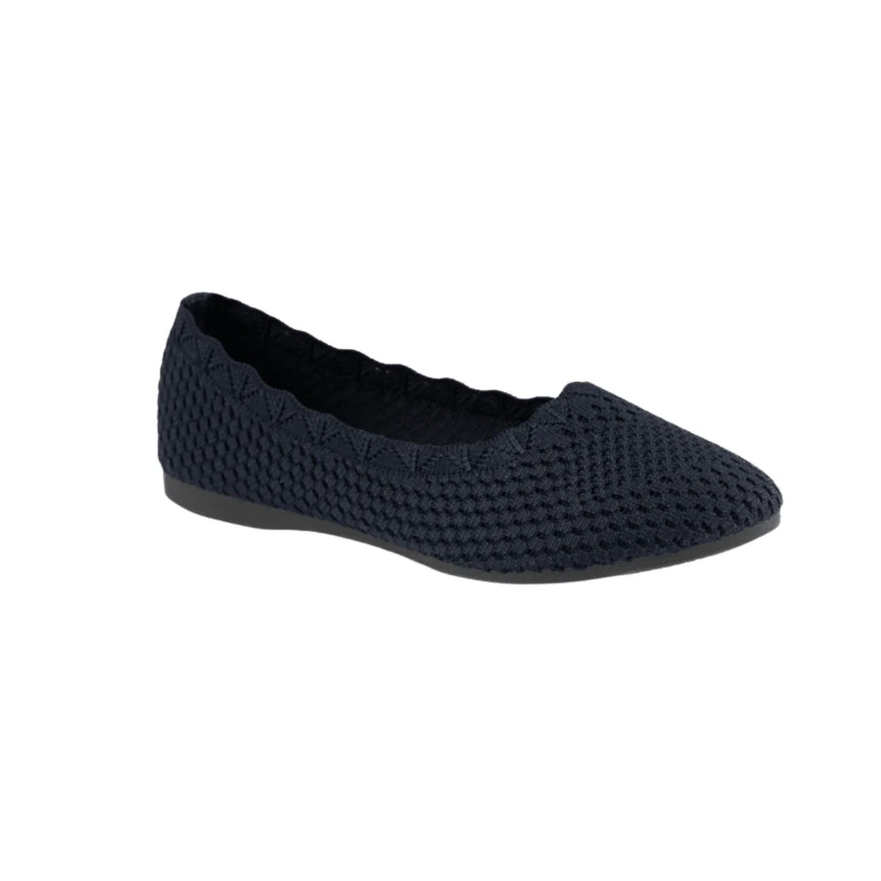 Textured Knit Ballet Flats with Scalloped Edge - Image 2