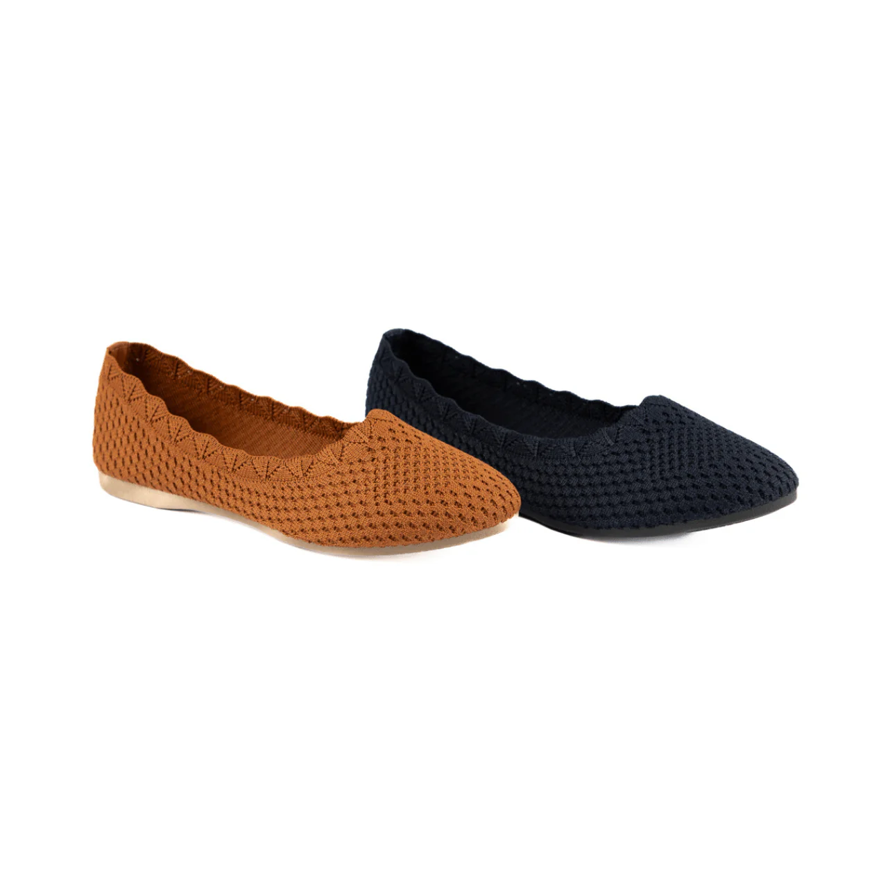 Textured Knit Ballet Flats with Scalloped Edge - Image 3