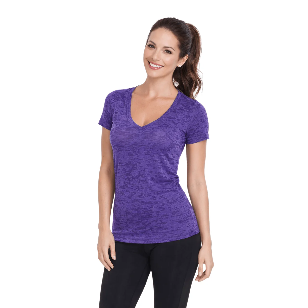 Textured V-Neck Performance T-Shirt - Image 2