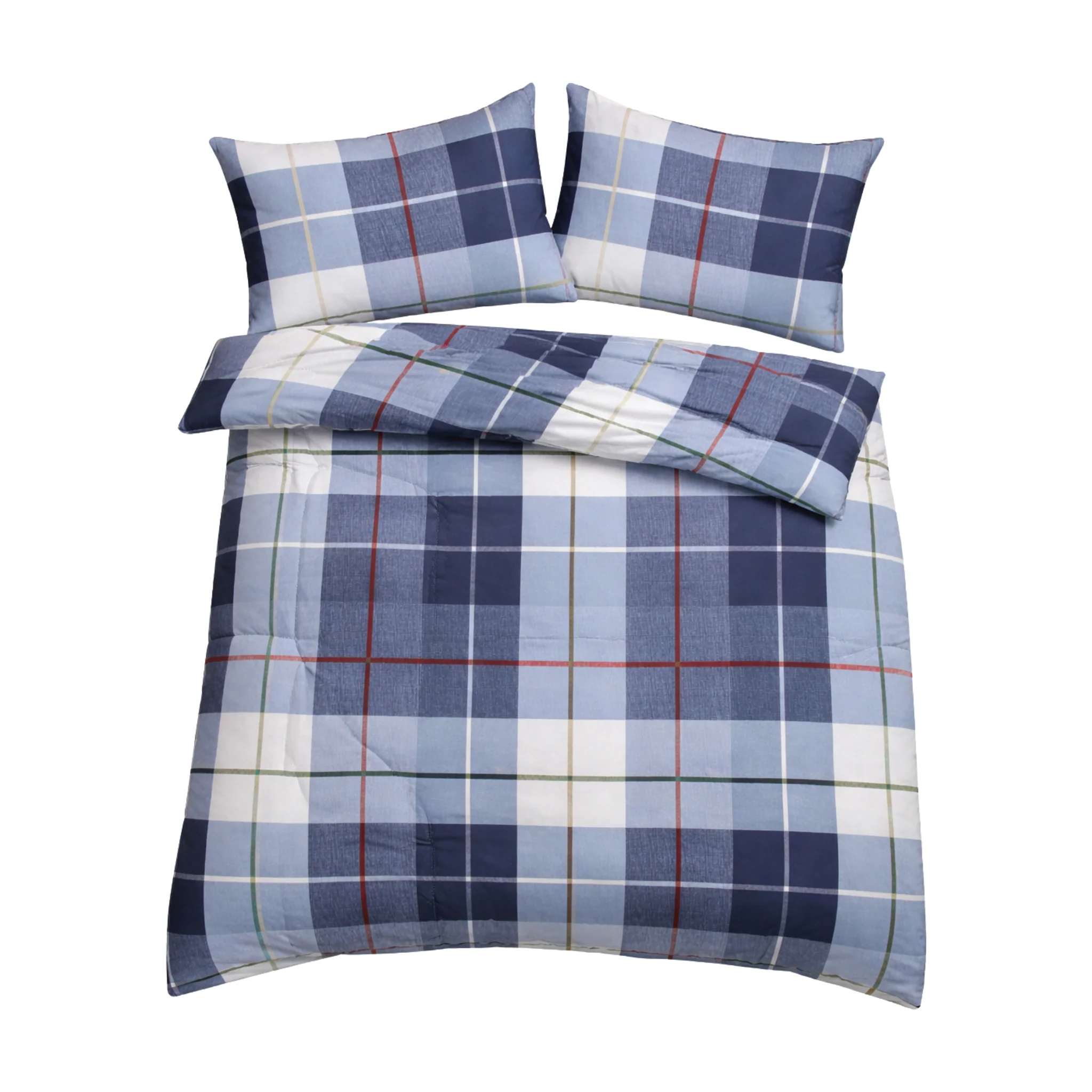 Theodore Blue Plaid Comforter Set - Image 2