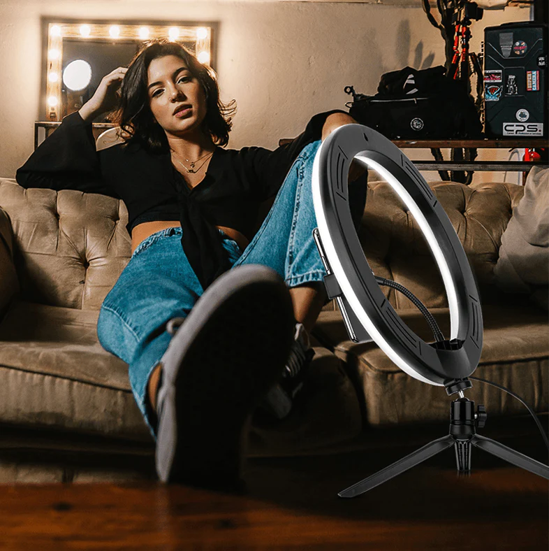 Tiktok | 10" Selfie Ring Lignt With Tripod & 3 Cell Phone Holders - Image 9