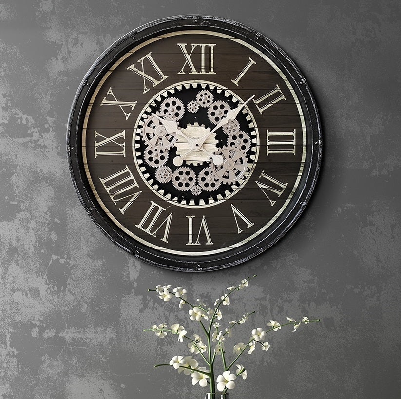 Vintage Clock with Moving Gears - Image 2