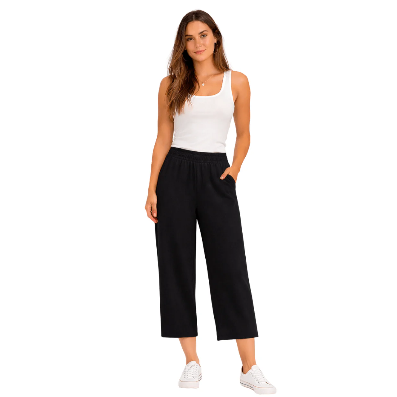 Wide-Leg Cropped Pull-On Pants - Image 4
