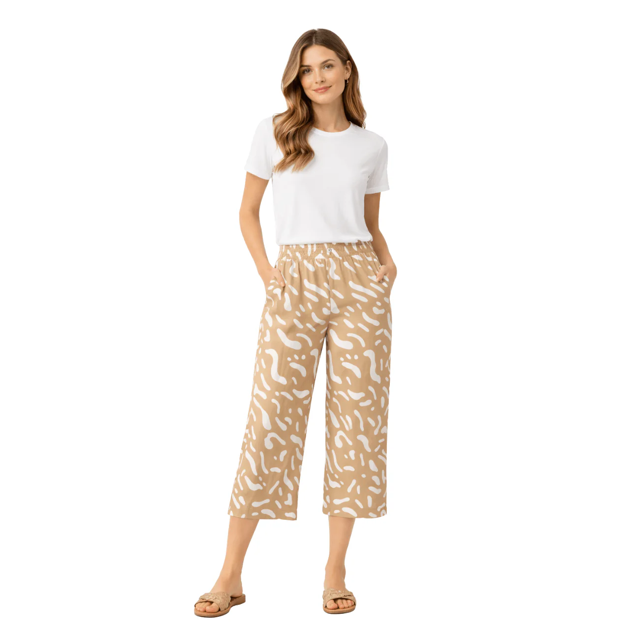 Wide-Leg Cropped Pull-On Pants - Image 5