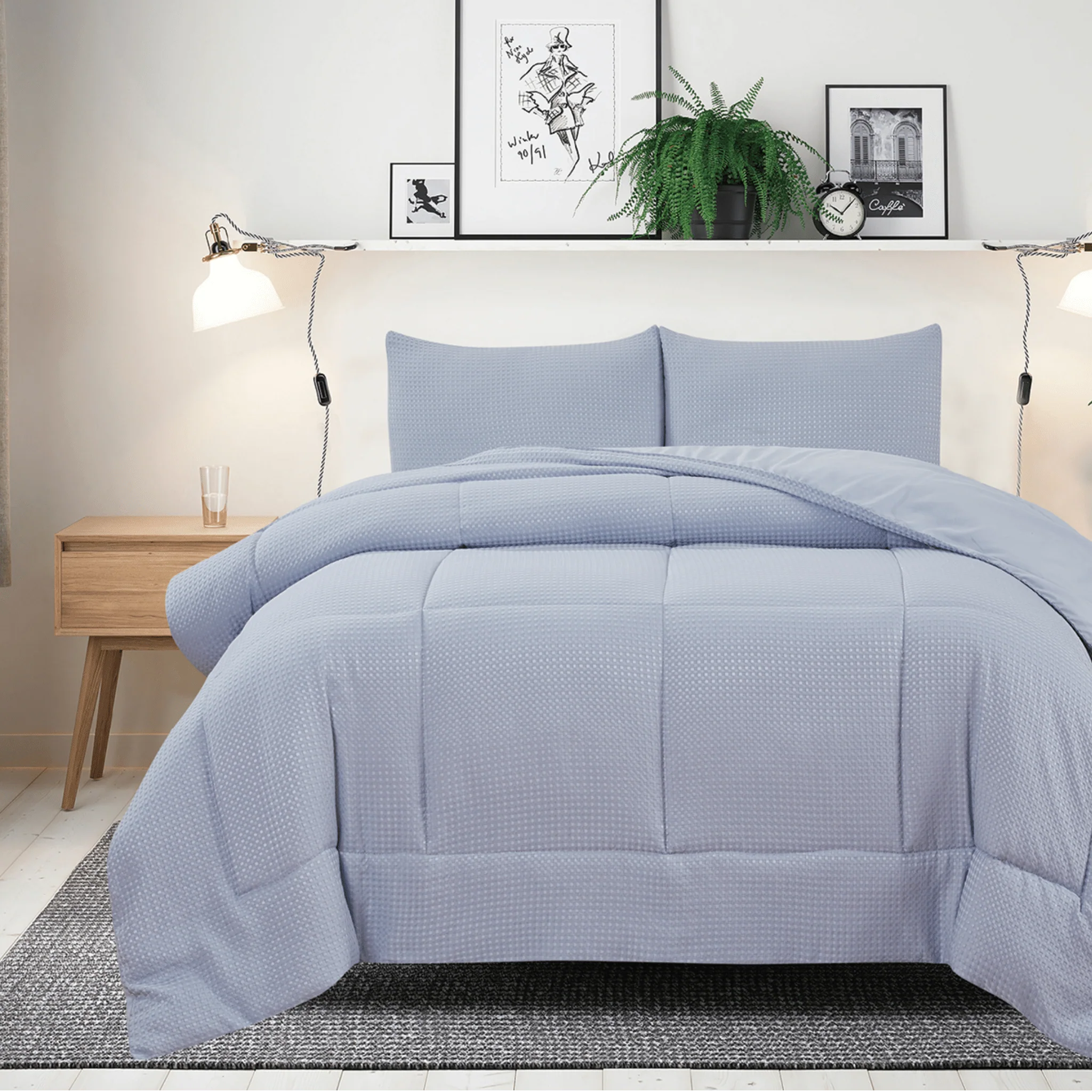 WILIAM 3Pcs Waffle Comforter