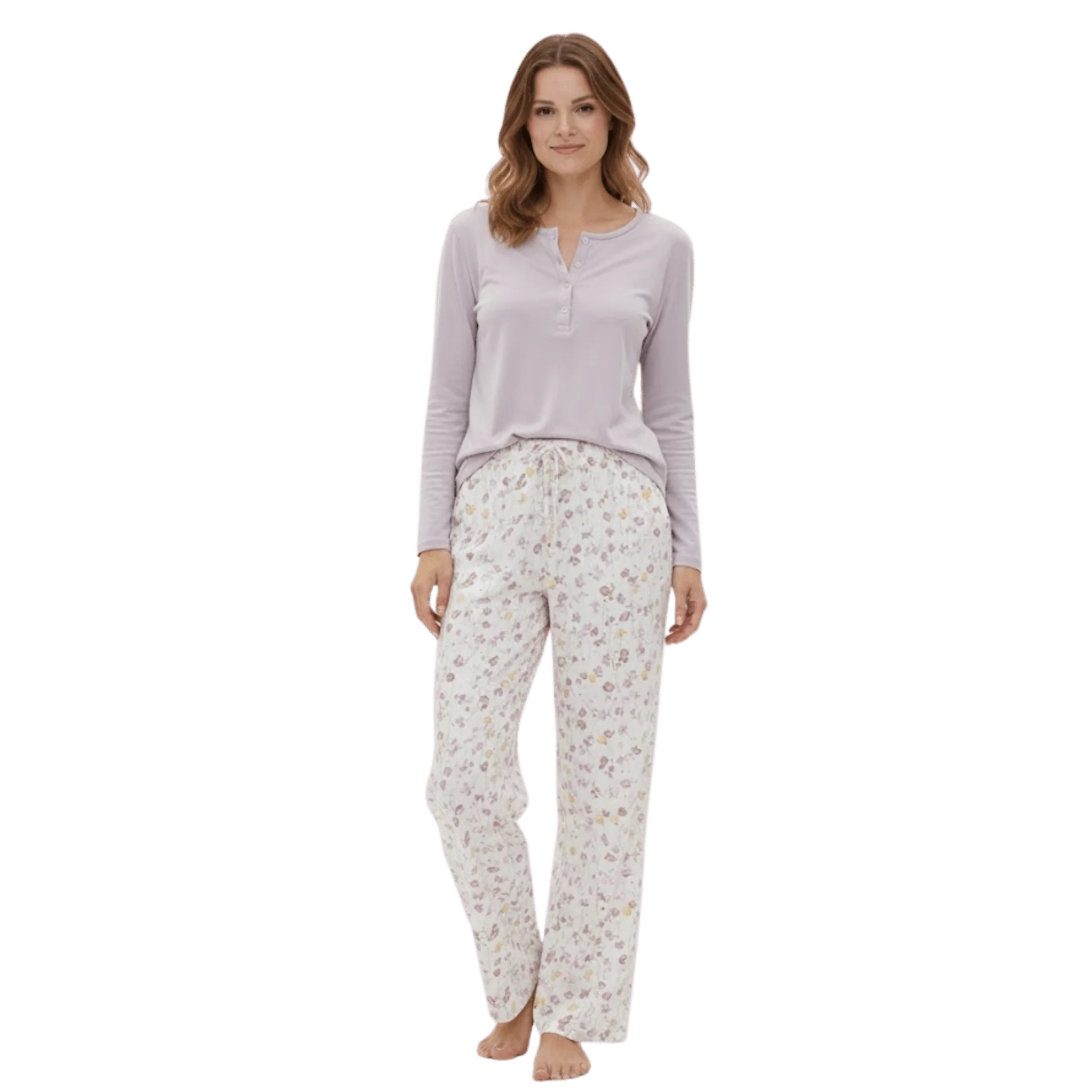 Women’s Cozy Henley Pajama Set – Printed & Plaid Collection