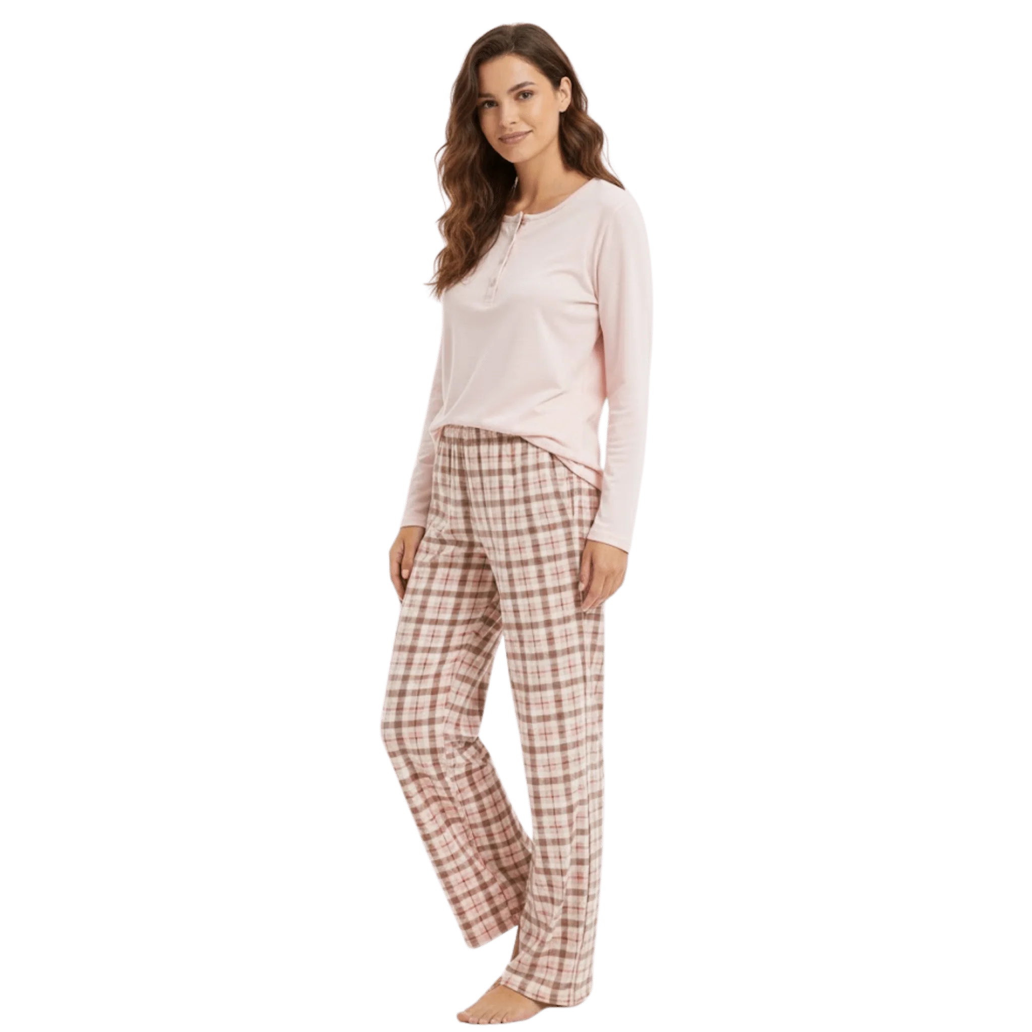 Women’s Cozy Henley Pajama Set – Printed & Plaid Collection - Image 3