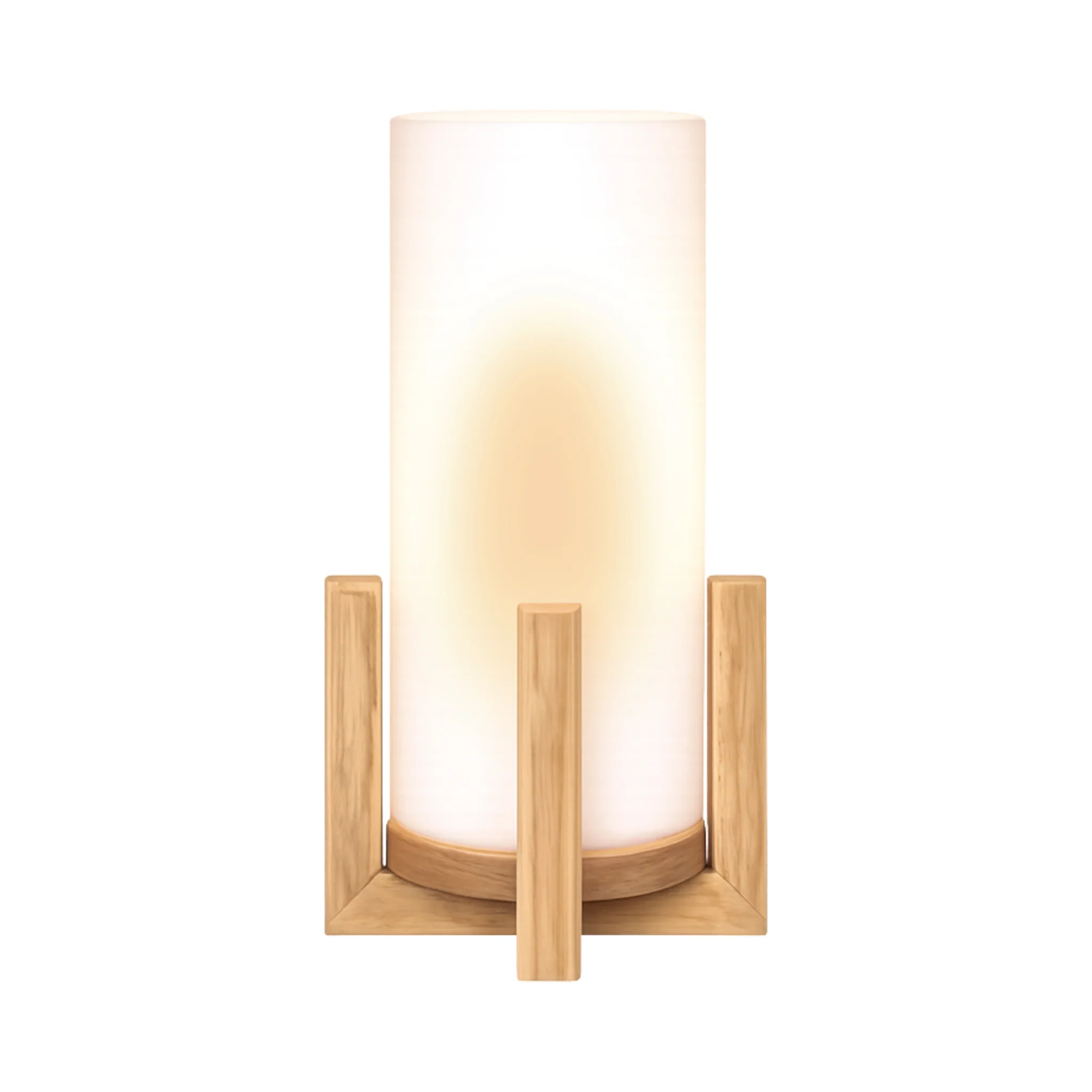 Wood and Frosted Glass Table Lamp