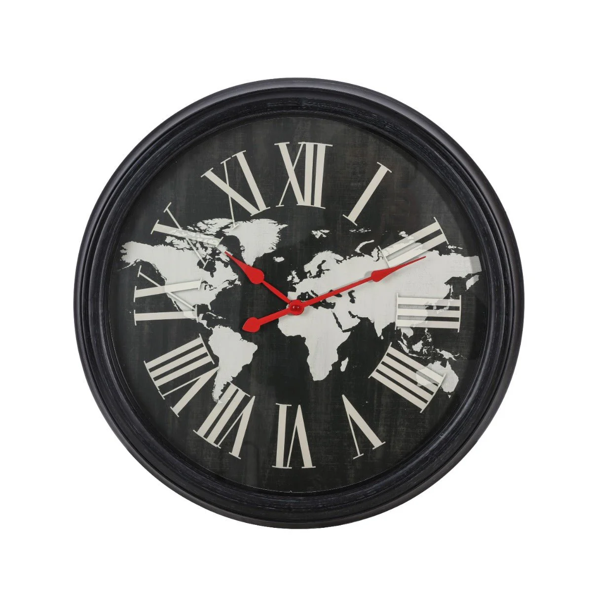 World Map Clock 21 Black White - Image 2
