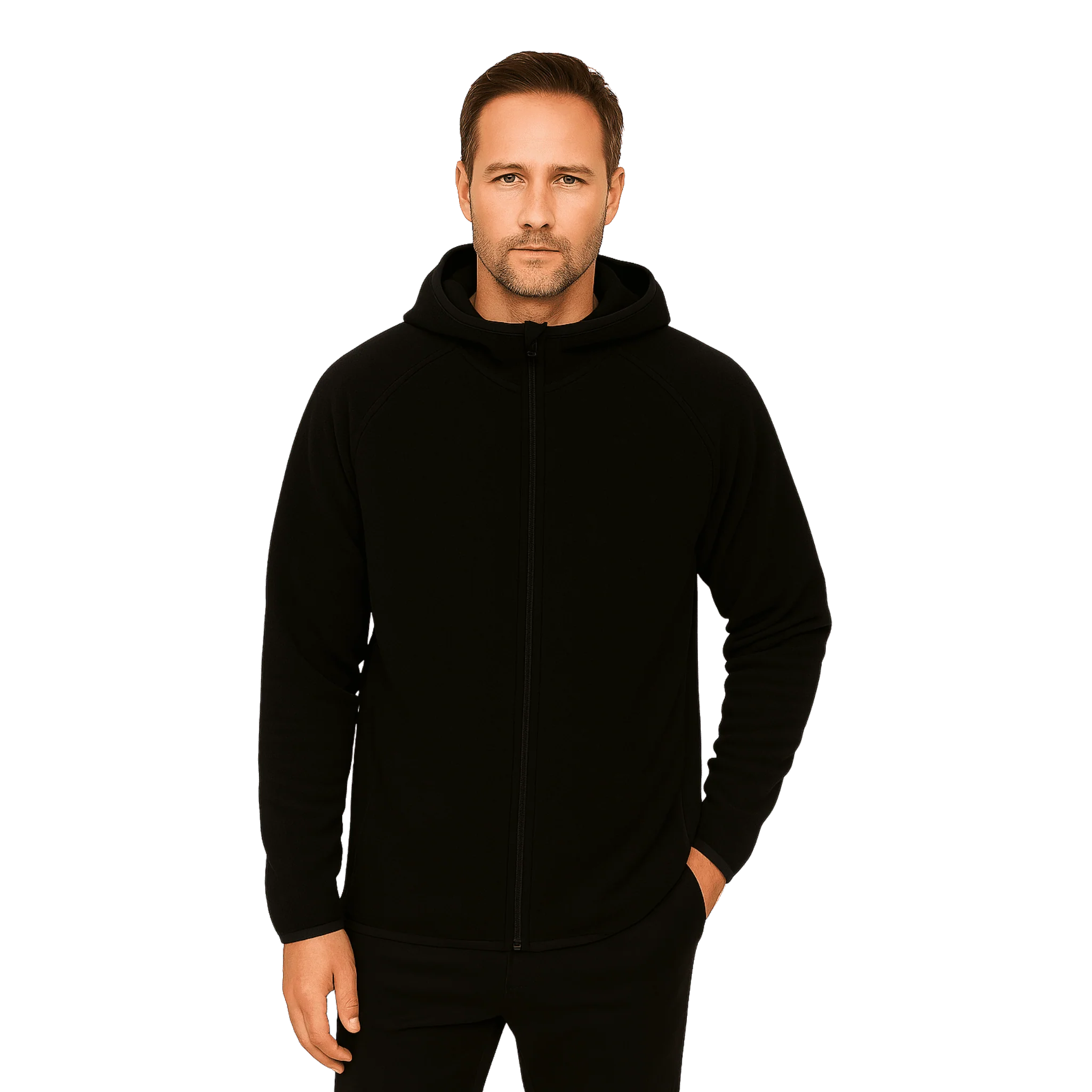 Zip-Up Hooded Jacket in Technical Fleece