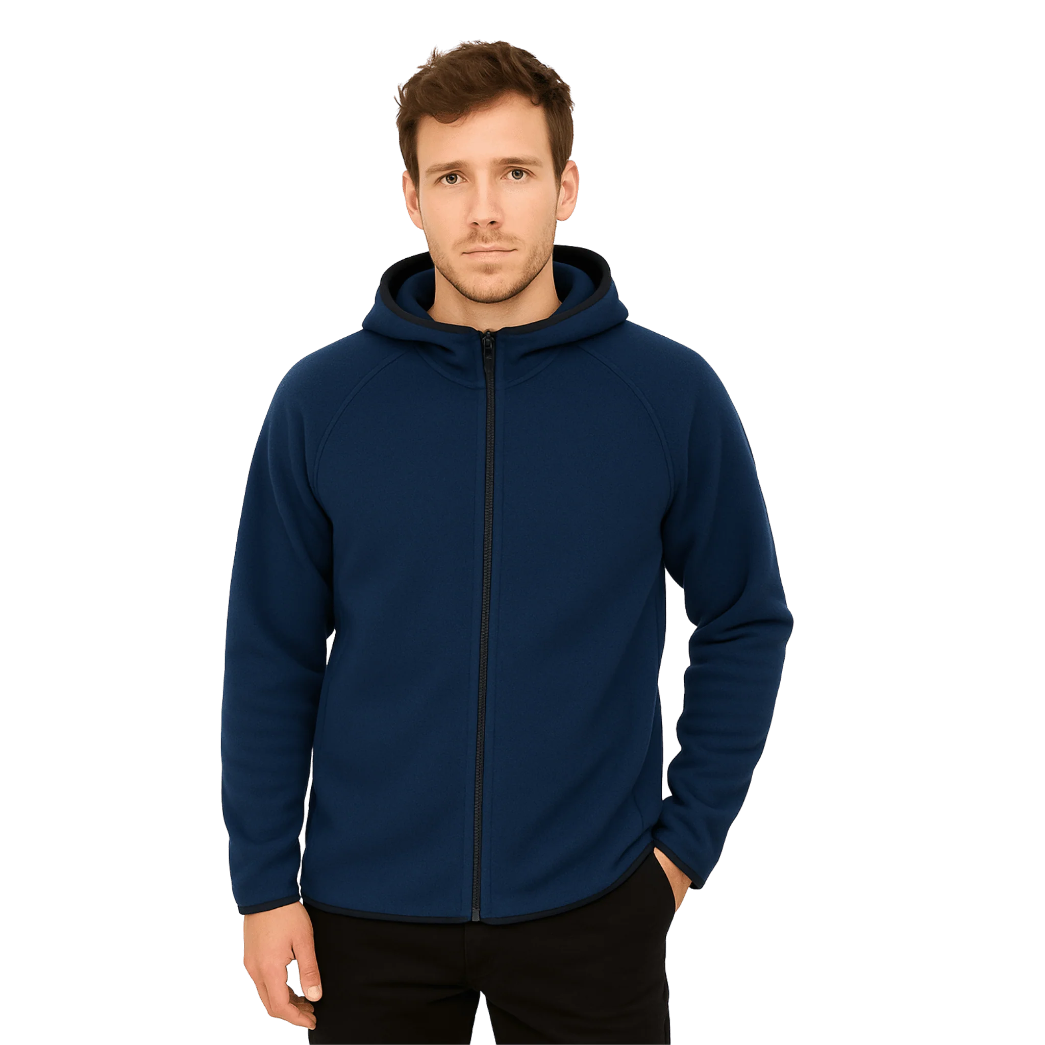 Zip-Up Hooded Jacket in Technical Fleece - Image 2