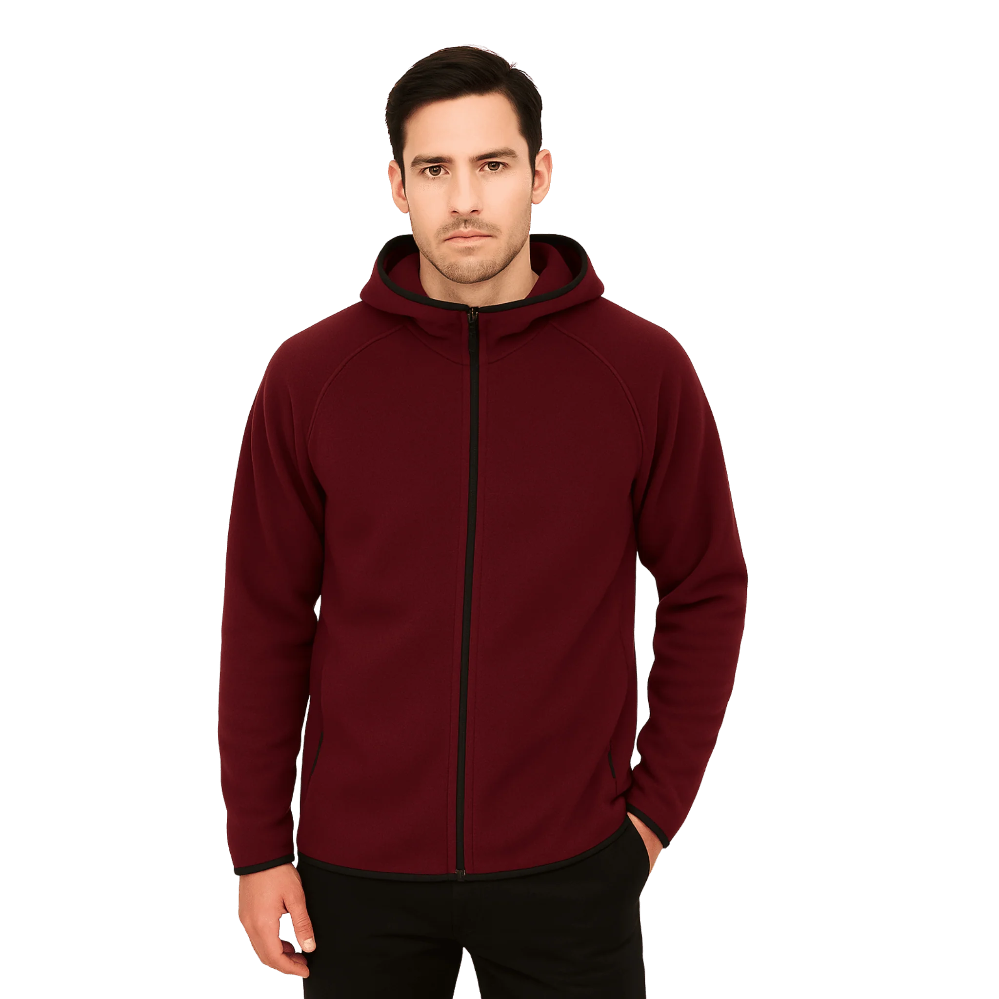 Zip-Up Hooded Jacket in Technical Fleece - Image 3