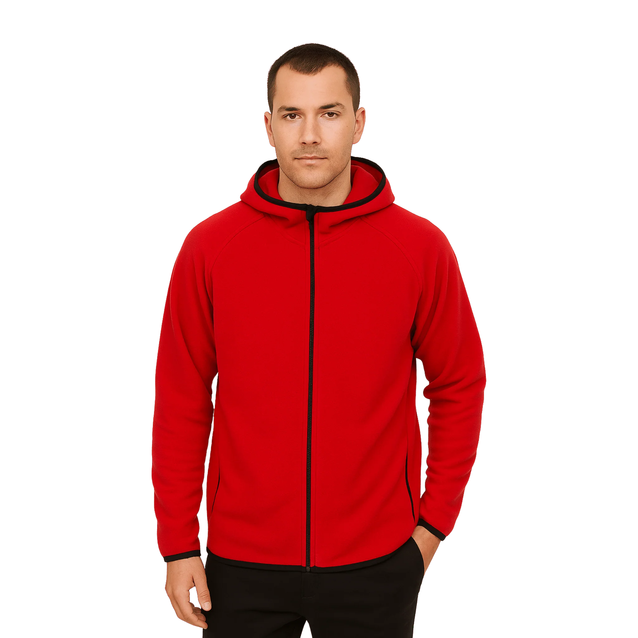 Zip-Up Hooded Jacket in Technical Fleece - Image 4